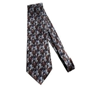 Vintage Nature Conservancy silk neck tie African Penguins gray blue plum birds